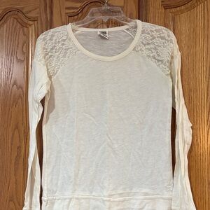 PINK Victoria's Secret Cream Lace Long Sleeve Top